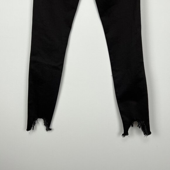 Frame Denim Womens Le High Skinny Jeans Blackfinn Black Raw Step Hem size 24 - Picture 9 of 16